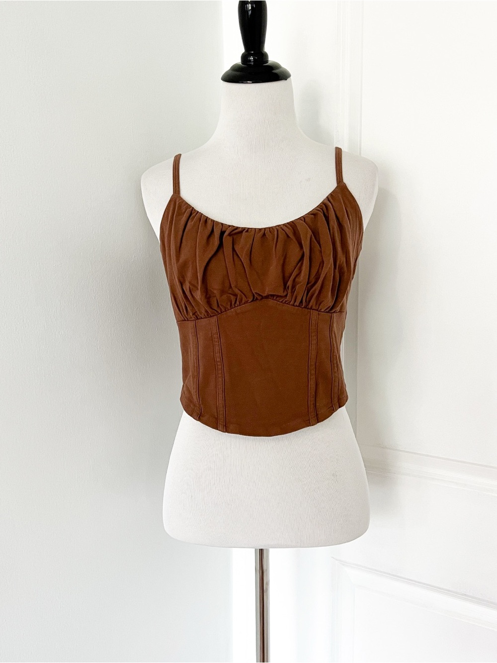 Hollister Brown Ruched Bustier Cami Top - Large